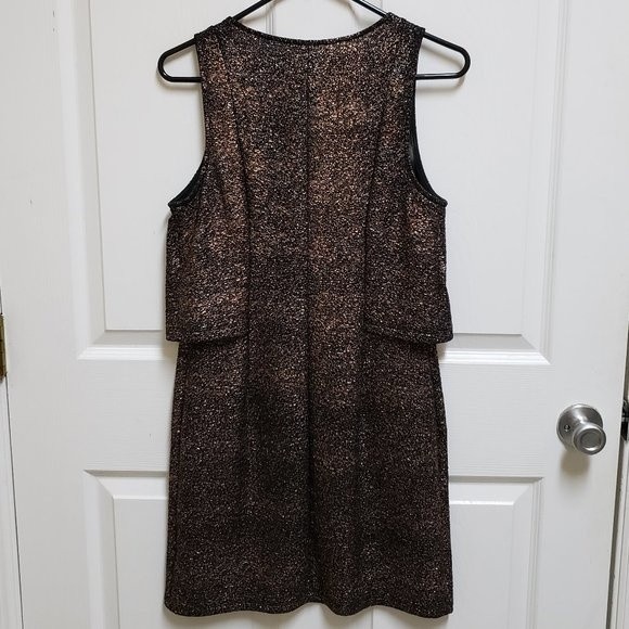 Everly M Black with Metallic Sparkle Layered Look Sleeveless Dress - Picture 2 of 11